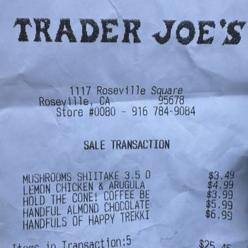 Trader Joe's - My items i bought with my paid receipt - Grocery Near Me - Roseville, California Trader Joe's - My items i bought with my paid receipt - Grocery Near Me - Roseville, California