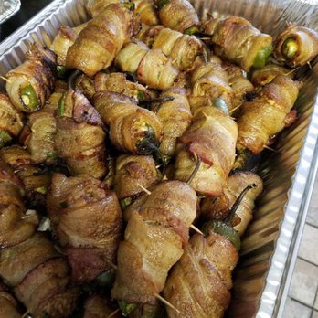 2 Chubbz-N-A Rub BBQ - Bacon wrapped Jalapeños stuffed with shredded pork and cheese. - Barbeque Near Me
