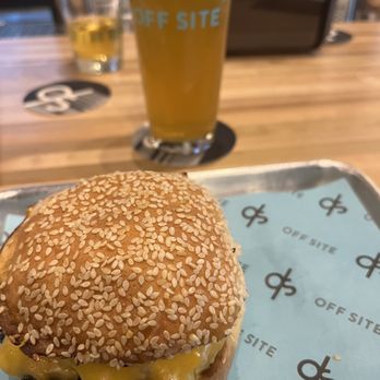 Off Site - Burger with juicy melted cheese and a cold beer - Beer Bar Near Me - Miami, Florida