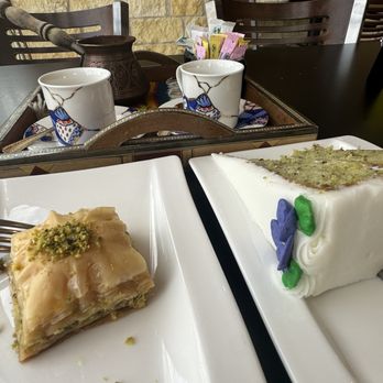 Fares Arabic Cuisine - Pistachio Baklava pistachio cake Turkish Coffee - Halal Near Me - McAllen, Texas