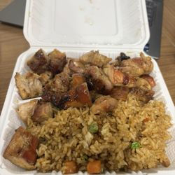 Kelly's Cajun Grill - Entrée Combo (3) Bourbon chicken with fried rice