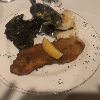 Rodney's On Broadway - Grouper with au-gratin potatoes =  kale side = - New American Near Me - Georgetown, Kentucky