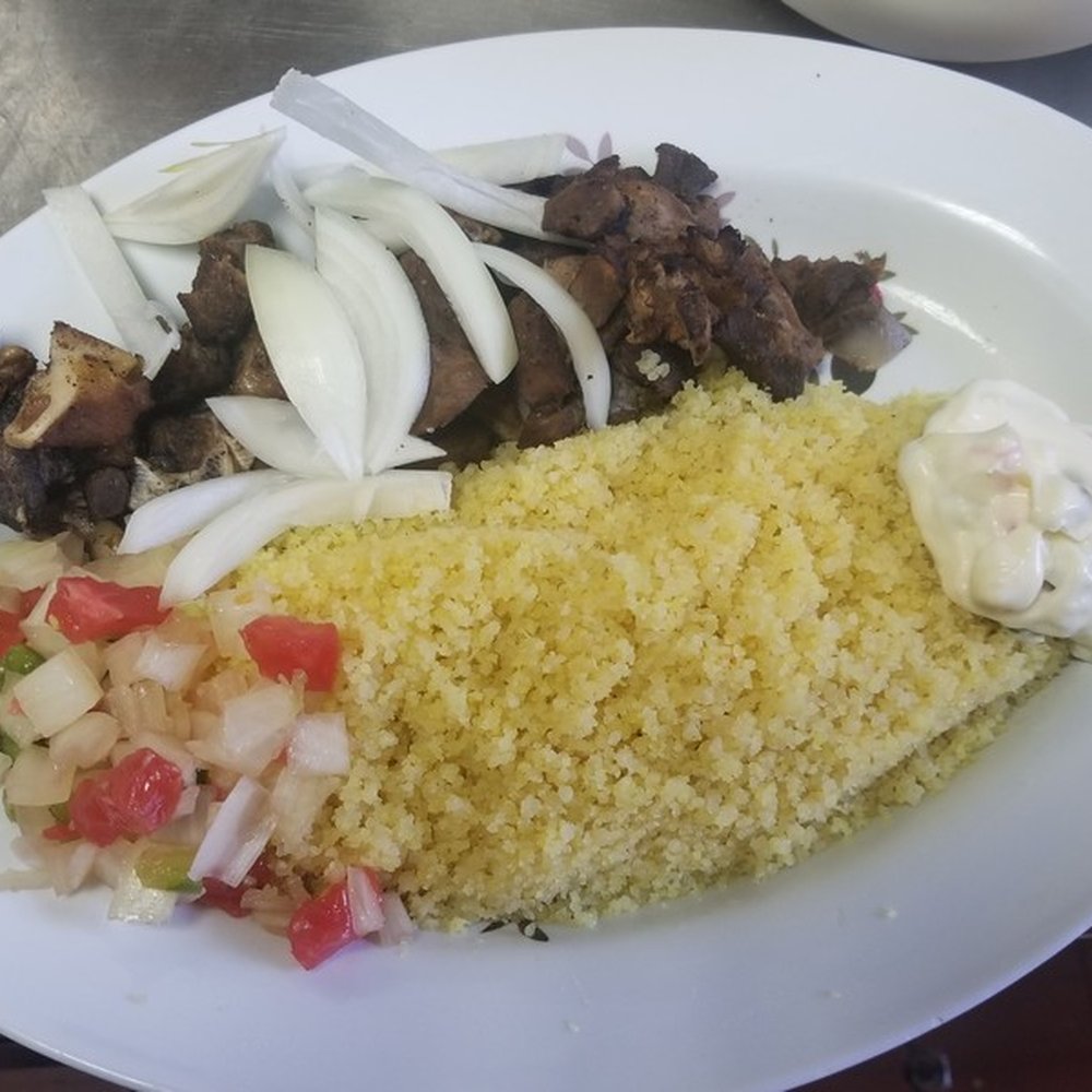 Acheke with beef and salad Acheke with beef and salad