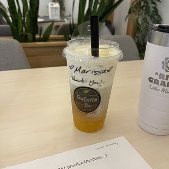 TeaLatte Bar Richardson - Jasmine Tea with Cheesefoam and Mango Stars - Bubble Tea Near Me - Dallas, Texas TeaLatte Bar Richardson - Jasmine Tea with Cheesefoam and Mango Stars - Bubble Tea Near Me - Dallas, Texas