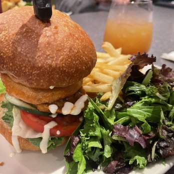 Veggie Galaxy - Buffalo Chick'n Burger with fries - Breakfast & Brunch Near Me - Cambridge, Massachusetts Veggie Galaxy - Buffalo Chick'n Burger with fries - Breakfast & Brunch Near Me - Cambridge, Massachusetts