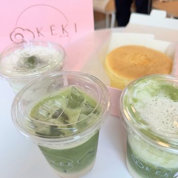 Keki - Left to right: cloud roast oolong, Earl grey matcha, Keki foam matcha - Coffee & Tea Near Me - Sachse, Texas