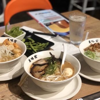 Umaido - Seafood ramen (left), Tonkotsu Ramen (middle), Tori Ramen (right) - Ramen Near Me - Suwanee, Georgia Umaido - Seafood ramen (left), Tonkotsu Ramen (middle), Tori Ramen (right) - Ramen Near Me - Suwanee, Georgia