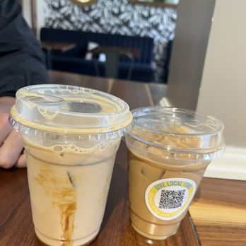Phat Cat Coffee Company - Iced tuxedo latte with oat milk and iced caramel macchiato - Coffee & Tea Near Me - Red Lion, Pennsylvania