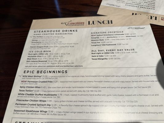 Menu photo 6 LongHorn Steakhouse Altamonte Springs, FL
