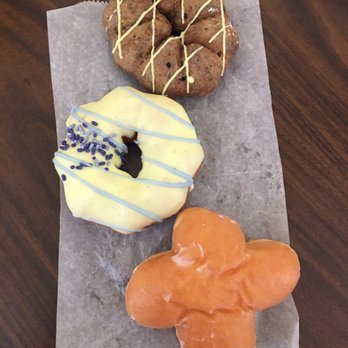 Rise + Roast - From top to bottom: Blueberry Lemon, Lemon Lavender and plain glazed donuts - Donuts Near Me - Albuquerque, New Mexico