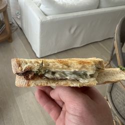 The Green Panini - There is one or two dry slices of meat in this sandwich...