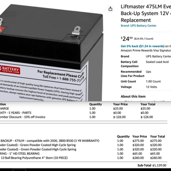 Precision Garage Door - Comparison of actual cost of battery vs what they charge!!! way overpriced - Garage Door Services Near Me - Anaheim, California Precision Garage Door - Comparison of actual cost of battery vs what they charge!!! way overpriced - Garage Door Services Near Me - Anaheim, California