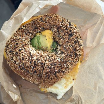 Einstein Bros. Bagels - Chorizo Sunrise Egg Sandwich with subbed everything bagel IG: @ammysalamii - Bagels Near Me - Studio City, California Einstein Bros. Bagels - Chorizo Sunrise Egg Sandwich with subbed everything bagel IG: @ammysalamii - Bagels Near Me - Studio City, California