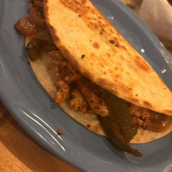 Chicken Quesadilla (added peppers and onion)