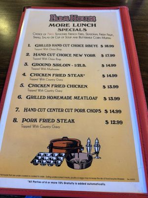 Menu photo 1 Farmhouse Restaurant Benson, AZ Menu photo 1 Farmhouse Restaurant Benson, AZ