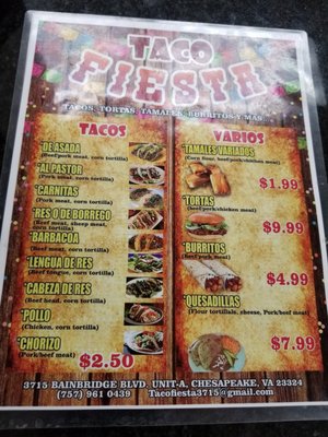 Menu photo 4 Taco "Fiesta" Chesapeake, VA Menu photo 4 Taco "Fiesta" Chesapeake, VA