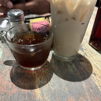 Scrambled Southern Diner - Caramel latte and iced americano - Breakfast & Brunch Near Me - Greensboro, North Carolina