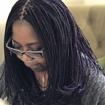 Braids By Tasha - Purple highlights representing Lupus awareness month. - Hair Stylists Near Me