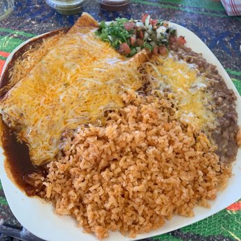 Gabriela's - Chicken+shrimp enchiladas with rice and beans. Delicious!!! - Mexican Near Me - Camp Verde, Arizona Gabriela's - Chicken+shrimp enchiladas with rice and beans. Delicious!!! - Mexican Near Me - Camp Verde, Arizona