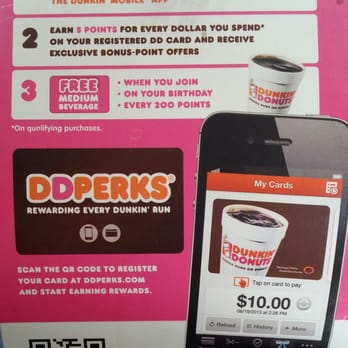 Dunkin' - You can pay with an app now. Every dollar earns 5 points. 200 points you get a free medium beverage. :) - Donuts Near Me - Las Vegas, Nevada Dunkin' - You can pay with an app now. Every dollar earns 5 points. 200 points you get a free medium beverage. :) - Donuts Near Me - Las Vegas, Nevada