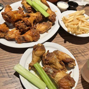 Anchor Bar - Buffalo lemon pepper, habanero ranch, and regular ranch wings with fries. All delicious! - Sports Bars Near Me - Round Rock, Texas Anchor Bar - Buffalo lemon pepper, habanero ranch, and regular ranch wings with fries. All delicious! - Sports Bars Near Me - Round Rock, Texas