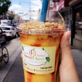 Hemo's Spot - 3arsi drink: mango smoothie with a syrup, don't know what it is but tastes so good. - Juice Bars & Smoothies Near Me - Brooklyn, New York Hemo's Spot - 3arsi drink: mango smoothie with a syrup, don't know what it is but tastes so good. - Juice Bars & Smoothies Near Me - Brooklyn, New York