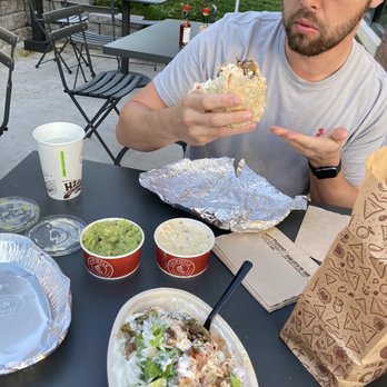 Chipotle Mexican Grill - Happy boyfriend with his burrito - Fast Food Near Me - Ashland, Virginia