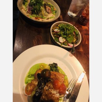 The Henry - Top to bottom: Seared Ahi Tuna, Spicy Double Egg Fried Rice (it's real spicy), Roasted Sea Bass* - New American Near Me - Phoenix, Arizona