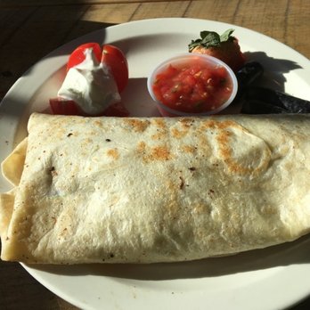 The Mill Cafe - Underwhelming Breakfast Burrito with fruit, such as there is - Cafes Near Me - Dover-Foxcroft, Maine