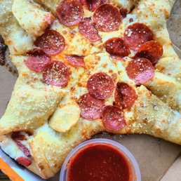 New pepperoni Calzoni - delicious - its a cross over of a regular pizza and stuffed garlic rolls for crust!