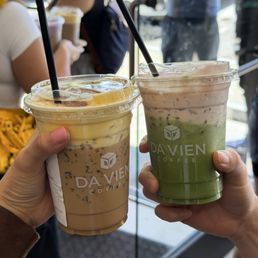 egg coffee, strawberry matcha