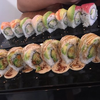 Ezze Sushi - Greenie (front)- $5 during happy hour and Rainbow (back) - $7 during happy hour - Sushi Bars Near Me - Glendora, California Ezze Sushi - Greenie (front)- $5 during happy hour and Rainbow (back) - $7 during happy hour - Sushi Bars Near Me - Glendora, California
