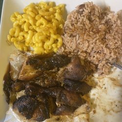 Caribbean Grill & Seafood Kitchen - Jerky chicken fry no cheese mac and too soft rice