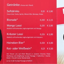 Chutney - Speisekarte Vorderseite