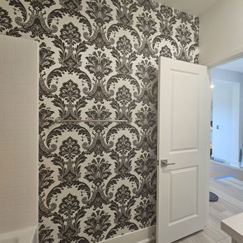 Magic Wallpapering - Damask was chosen for our downstairs bathroom! - Wallpapering Near Me