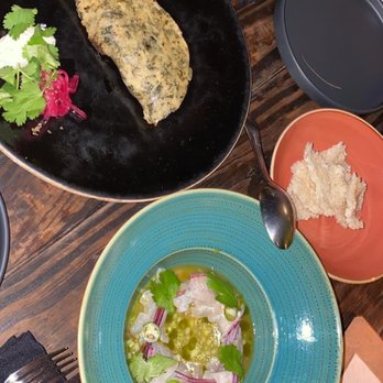 Kitchen Table - Pork belly quesadilla, ceviche with rice crackers - Portuguese Near Me - Tulum, ROO Kitchen Table - Pork belly quesadilla, ceviche with rice crackers - Portuguese Near Me - Tulum, ROO