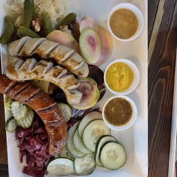 Prost! - Small Wurst Board with weiß Wurst and Bratwurst. - German Near Me - Chicago, Illinois Prost! - Small Wurst Board with weiß Wurst and Bratwurst. - German Near Me - Chicago, Illinois