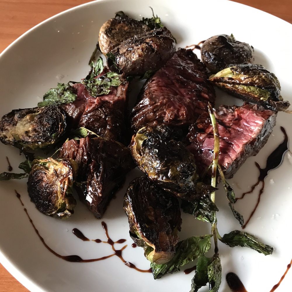 Capers + Olives - My husband had the steak potato and Brussel sprouts - Italian Near Me - Everett, Washington
