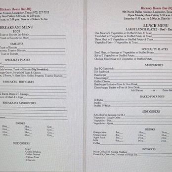 Hickory House - Lunch Menu 2025 - Barbeque Near Me - Lancaster, Texas