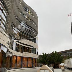 Weihnachtsmarkt am Schadowplatz - Aufbauteile, Palmen  als Weihnachtsbäume?