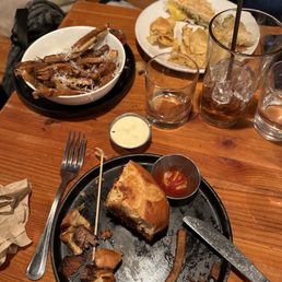 Bbq bacon burger, truffle fries, grilled cheese