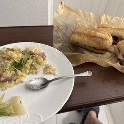 Panera Bread - A bunch of unordered banana peppers and red onions, which melted with the cheese, so everything got gutted out.