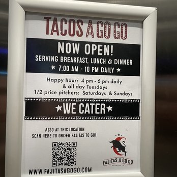 Tacos A Go Go Greenway - Happy hour info in the elevator! - Tacos Near Me - Houston, Texas Tacos A Go Go Greenway - Happy hour info in the elevator! - Tacos Near Me - Houston, Texas