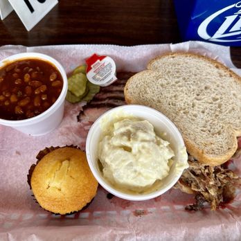 We'll Smoke U BBQ - Brisket and pork with beans, potato salad and corn bread. - Barbeque Near Me - Gretna, Nebraska We'll Smoke U BBQ - Brisket and pork with beans, potato salad and corn bread. - Barbeque Near Me - Gretna, Nebraska