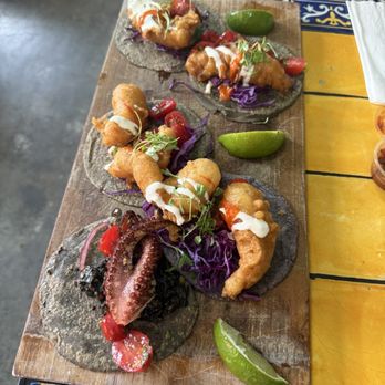 Holbox - Baja Fish Taco Baja Shrimp Taco Taco De Pulpo En Su Tinta - Latin American Near Me - Los Angeles, California Holbox - Baja Fish Taco Baja Shrimp Taco Taco De Pulpo En Su Tinta - Latin American Near Me - Los Angeles, California