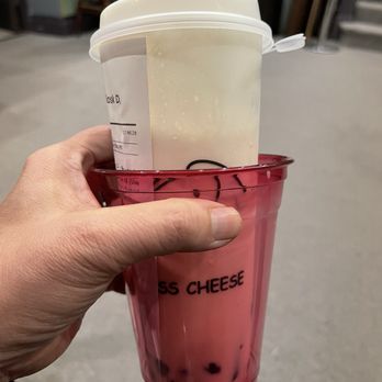 Miss Cheese - Roasted Ceylon Milk Tea with Boba. My cup has a leak so it dripped everywhere. - Bubble Tea Near Me - Los Angeles, California Miss Cheese - Roasted Ceylon Milk Tea with Boba. My cup has a leak so it dripped everywhere. - Bubble Tea Near Me - Los Angeles, California