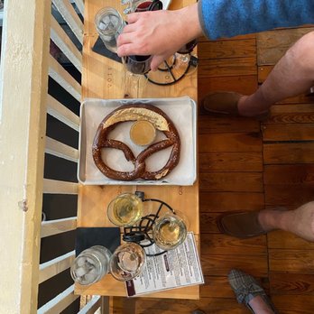 Carrera Wine Cellar - Bavarian pretzel with beer cheese dip and wine flights. - Wine Bars Near Me - Saint Augustine, Florida