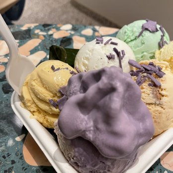 Sampaguita - Ube Whipped cream on ube latte ice cream (flight) - Ice Cream & Frozen Yogurt Near Me - Orlando, Florida Sampaguita - Ube Whipped cream on ube latte ice cream (flight) - Ice Cream & Frozen Yogurt Near Me - Orlando, Florida