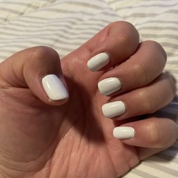 Clear gel builder with white gel polish Clear gel builder with white gel polish