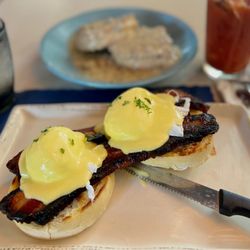 Blu Island Bistro - Whiskey Bacon Benedict